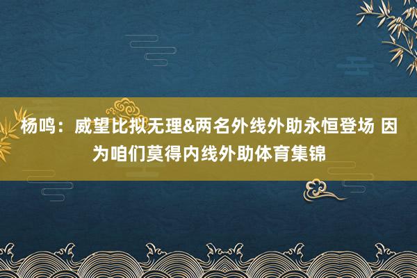 杨鸣:威望比拟无理&两名外线外助永恒登场 因为咱们莫得内线外助体育集锦