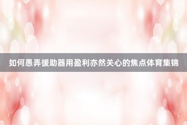 如何愚弄援助器用盈利亦然关心的焦点体育集锦