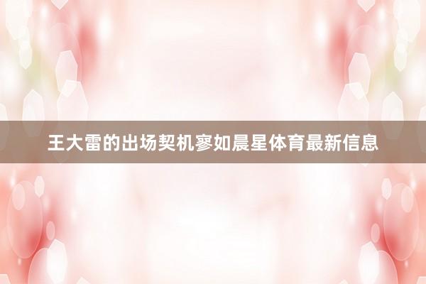 王大雷的出场契机寥如晨星体育最新信息