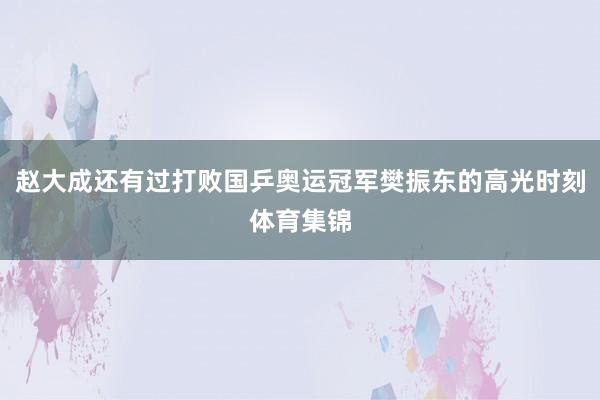 赵大成还有过打败国乒奥运冠军樊振东的高光时刻体育集锦