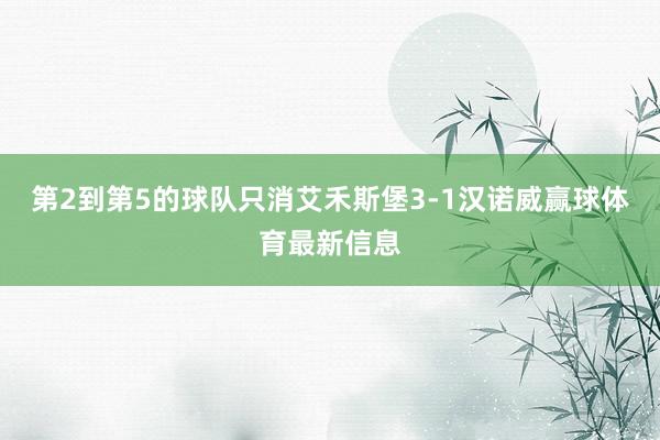 第2到第5的球队只消艾禾斯堡3-1汉诺威赢球体育最新信息