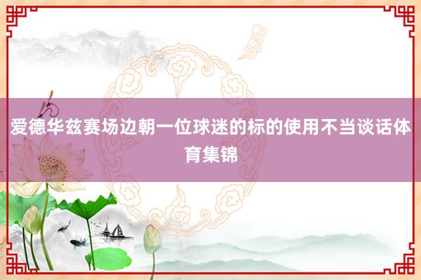 爱德华兹赛场边朝一位球迷的标的使用不当谈话体育集锦