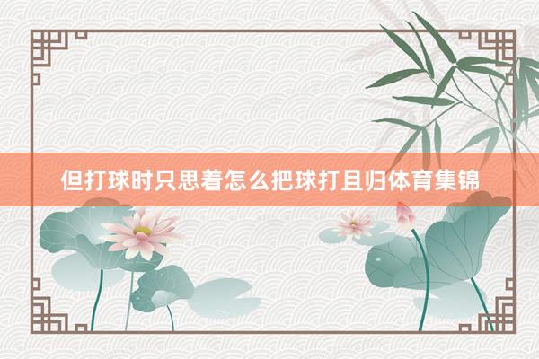 但打球时只思着怎么把球打且归体育集锦