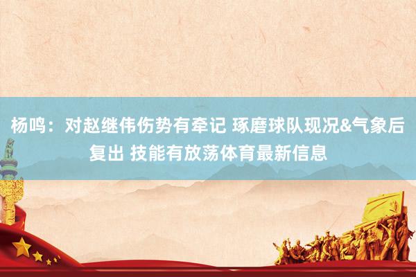 杨鸣：对赵继伟伤势有牵记 琢磨球队现况&气象后复出 技能有放荡体育最新信息