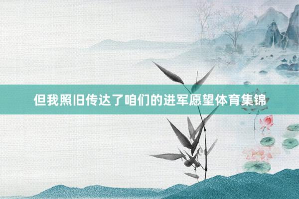 但我照旧传达了咱们的进军愿望体育集锦